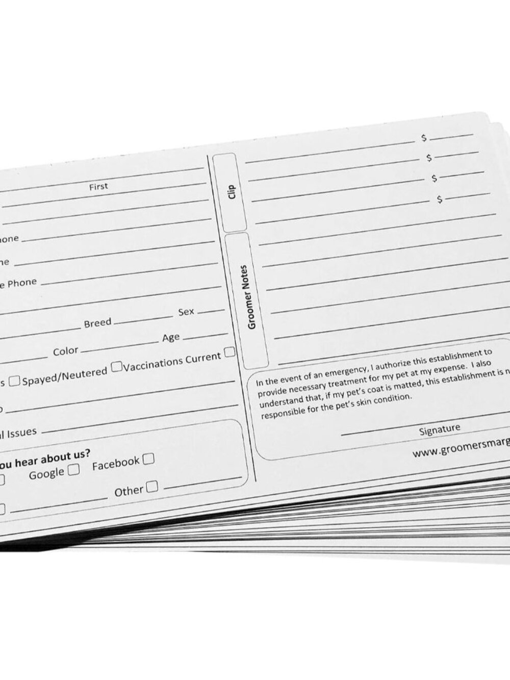 100 Dog Grooming Client Cards 5X8 Inch Client Profile Cards Dog Grooming Salon M